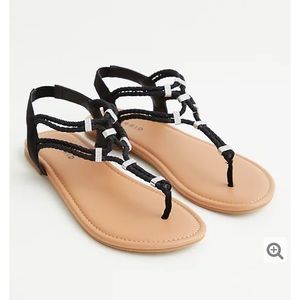 NWT Torrid T Strap Embellished Sandals 10WW
